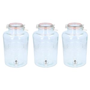 Set van 3x stuks glazen drank dispensers/limonadetap 8 liter