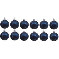 12x Glazen kerstballen glans donkerblauw 10 cm kerstboom versiering/decoratie   - - thumbnail