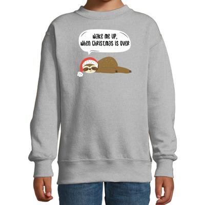 Luiaard Kersttrui sweater - Wake me up when christmas is over - grijs - kinderen - Kerstkleding Luiaard Kersttrui sweater - Wake me up when christmas is over - grijs - kinderen - Kerstkleding