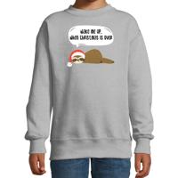 Luiaard Kersttrui sweater - Wake me up when christmas is over - grijs - kinderen - Kerstkleding