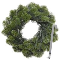 Kerstkrans 50 cm - groen - met zilveren hanger/ophanghaak - kerstversiering - thumbnail