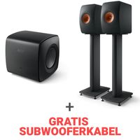 KEF Combi Deal LS50 Wireless II + S2 stands + KC62 - Zwart/Zwart (met GRATIS subwooferkabel)