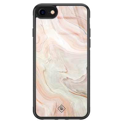 iPhone SE 2020 glazen hardcase - Marmer waves