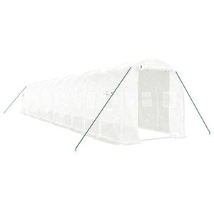 The Living Store broeikas wit 12 x 2 x 2 m - UV-bestendig PE materiaal - Stabiel gegalvaniseerd stalen frame -