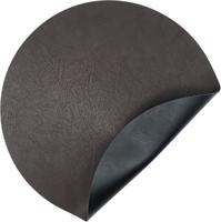 Luxe placemats lederlook - 6 stuks - donkerbruin - rond - 38 cm - leer - leatherlook placemat