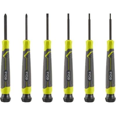 Set van 6 precisieschroevendraaiers - RYOBI - SL1, SL2, SL3, PH1, PH0, SL2