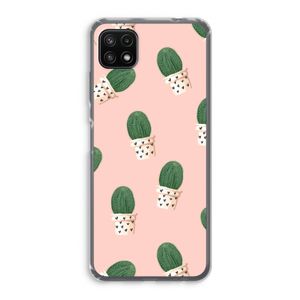 Cactusprint roze: Samsung Galaxy A22 5G Transparant Hoesje