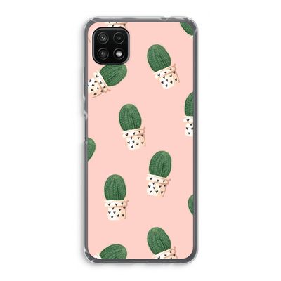 Cactusprint roze: Samsung Galaxy A22 5G Transparant Hoesje