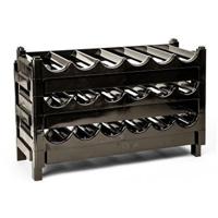 Wijnrek of wijnflessen rek - stapelbaar - bruin - kunststof - 63 x 23 x 13 cm - voor 18x flessen
