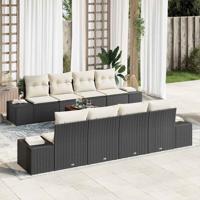 Tuinbankenset met kussen 9 pcs Zwart poly rattan