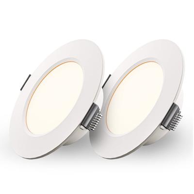 HOFTRONIC™ Set van 2 Georgia LED platte Inbouwspots wit - inbouwdiepte 25mm - 6W 490lm - Rond - 2700K warm Wit - Ø120 mm - IP20 voor binnen