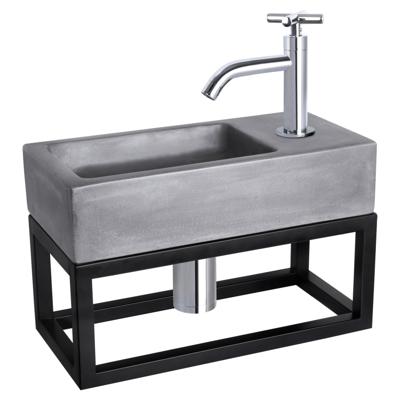 Differnz Ravo fonteinset beton donkergrijs - kraan kruis - met handdoekrek - 38.5 x 18.5 x 9 cm - chroom