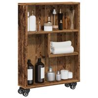Opbergtrolley smal 48x13x68 cm bewerkt hout oud houtkleurig