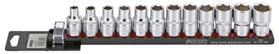 Doppenset 1/2", 12-dlg. op rail 301201