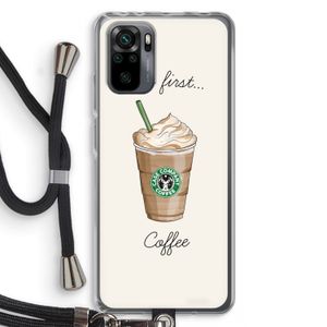 But first coffee: Xiaomi Redmi Note 10 Pro Transparant Hoesje met koord