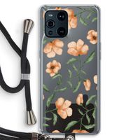 Peachy flowers: Oppo Find X3 Pro Transparant Hoesje met koord