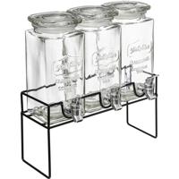 Secret de Gourmet Dranksdispenser/limonadetap - 3x - glas - 1,5 liter - in houder