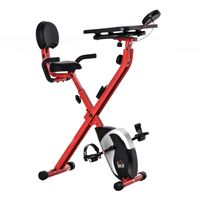 HOMCOM hometrainer fietstrainer 1,5 kg vliegwiel hometrainer met 8 verstelbare magnetische weerstandswielen staal ABS rood + zwart 97-107 x 53 x 22 cm - thumbnail
