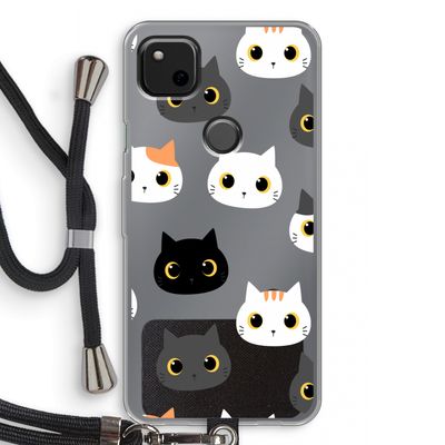 Katten: Pixel 4a Transparant Hoesje met koord