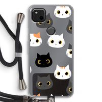 Katten: Pixel 4a Transparant Hoesje met koord
