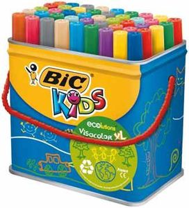 Bic Kids Viltstift Visacolor XL Ecolutions 48 stiften in een metalen doos