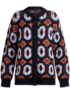 ETRO cardigan à motif géométrique en jacquard - Marron