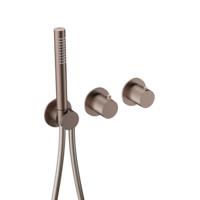 Hotbath Ace - Afbouwdeel voor Inbouw Thermostaat - 2-Weg Stop-Omstel - met Handdouche - met Doucheslang - Geborsteld Koper Pvd