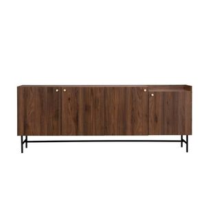 Groot Dressoir - Walnoot decor en metalen poten - 4 deuren 3 lades - LODGE - L 195 x D 39,5 x H 75 cm