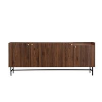 Groot Dressoir - Walnoot decor en metalen poten - 4 deuren 3 lades - LODGE - L 195 x D 39,5 x H 75 cm - thumbnail