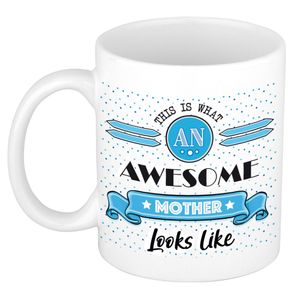 Cadeau koffiemok voor een geweldige moeder - blauw - keramiek - 300 ml - moederdag