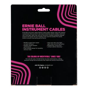 Ernie Ball 6044 gekrulde instrumentkabel 9 m zwart