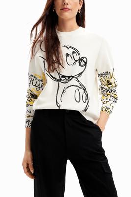 Korte trui met borduursel van Mickey Mouse - WHITE - XL