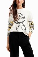 Korte trui met borduursel van Mickey Mouse - WHITE - XL