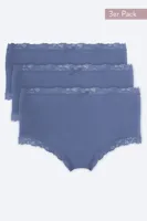 Nina von C 3-pack dames Taille slips - Kanten modal dames onderbroek - Katoenen kruisje