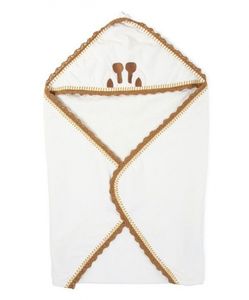 Childhome badcape met washand 80 cm wit/bruin