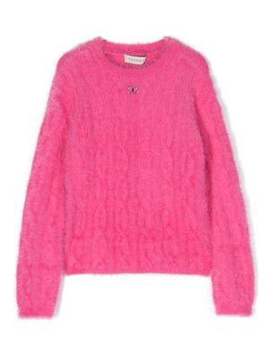 TWINSET Kids pull en maille torsadée - Rose
