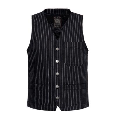 King Kerosin Pinstriped Waistcoat Black White-XL