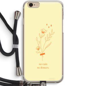 No rain no flowers: iPhone 6 / 6S Transparant Hoesje met koord