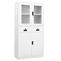 Kantoorkast 90x40x180 cm staal en gehard glas wit