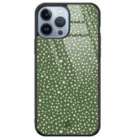 iPhone 13 Pro Max glazen hardcase - Green dots