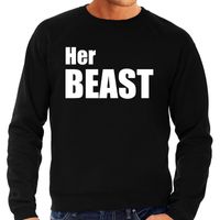 Her beast zwarte trui / sweater met witte tekst voor heren / koppels / bruidspaar 2XL  -
