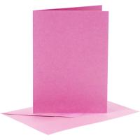 Creativ Company Kaarten en enveloppen, afmeting kaart 10,5x15 cm, afmeting envelop 11,5x16,5 cm, 110+220 gr, roze, 6 set/ 1 doos