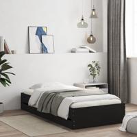Bedframe met lades bewerkt hout zwart 90x190 cm