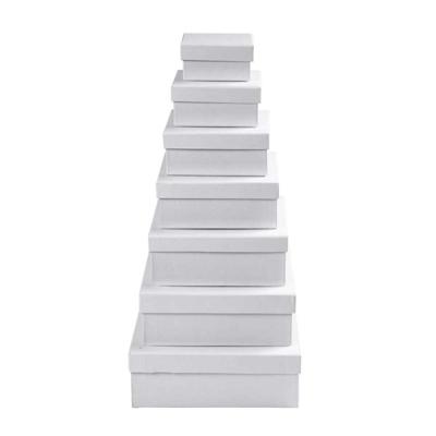 Creativ Company Vierkante dozen, h: 4,5+5+5,5+6+6,5+7+7,5 cm, afm 9+11+13+15+17+19+21 cm, wit, 7 stuk/ 1 set