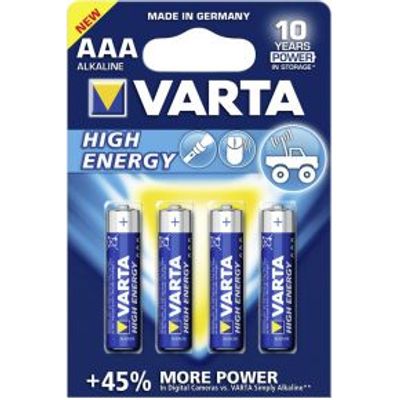 Varta Batterij alkaline AAA/LR03 1.5 V High Energy 4-bl