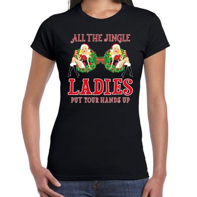 Fout Kerst t-shirt trui - zwart - single jingle ladies - borsten - voor dames - kerstkleding Fout Kerst t-shirt trui - zwart - single jingle ladies - borsten - voor dames - kerstkleding