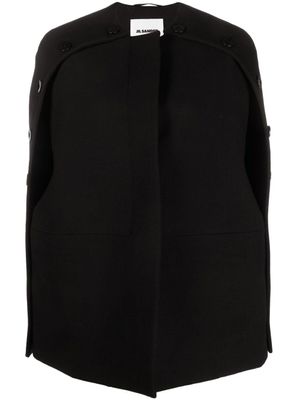 Jil Sander manteau boutonné à manches fendues - Noir