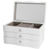 Sieradenkist/juwelenkist met lades wit van hout 27 x 18 x 16 cm