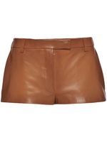 Prada short en cuir nappa à taille basse - Marron