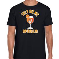 Apres ski t-shirt voor heren - aperol spritz - zwart - apres ski/wintersport - skien